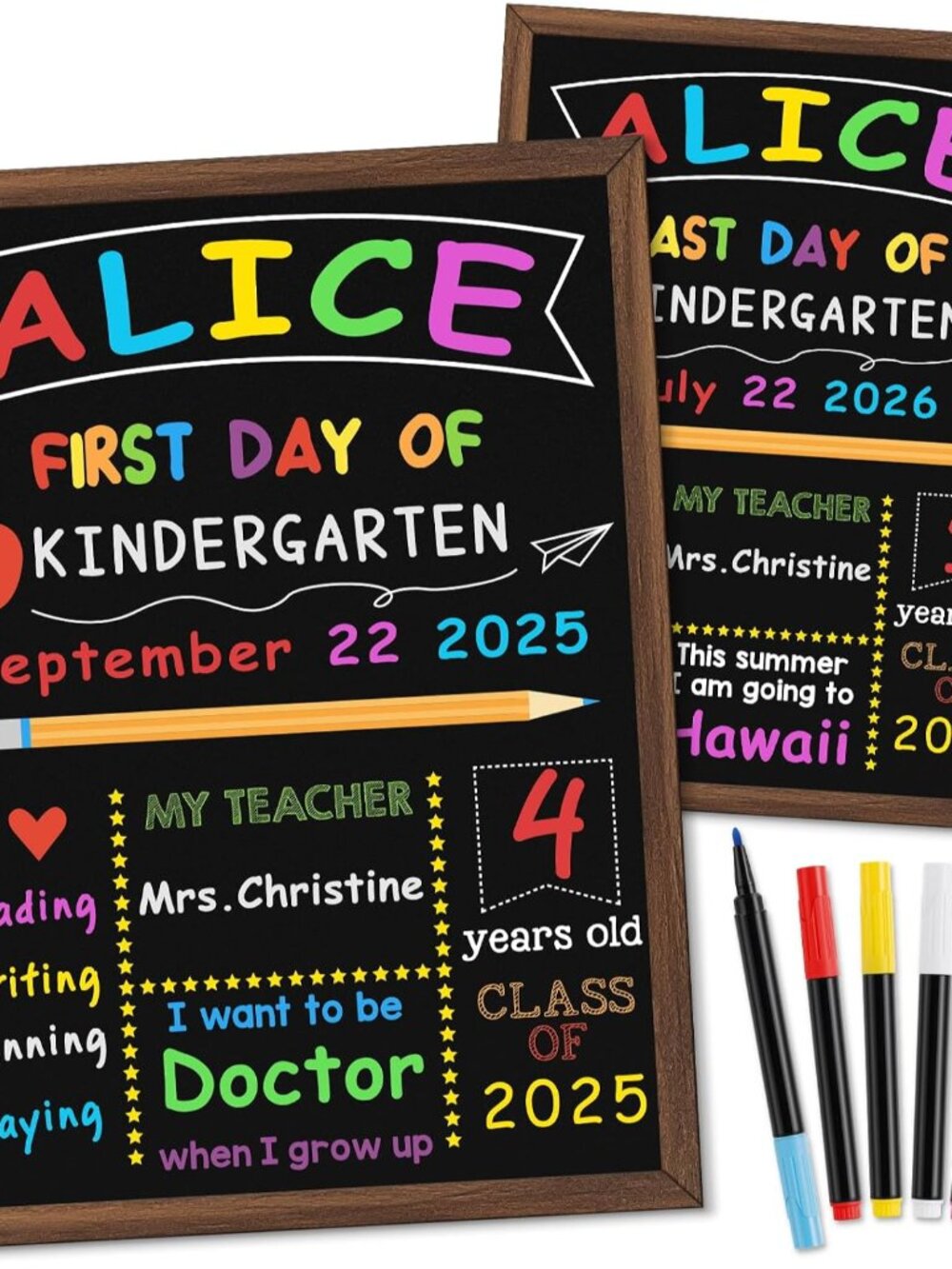 First & Last Day of School Board, 10.5 x 14 Inch Double Sided Back to School Cha
